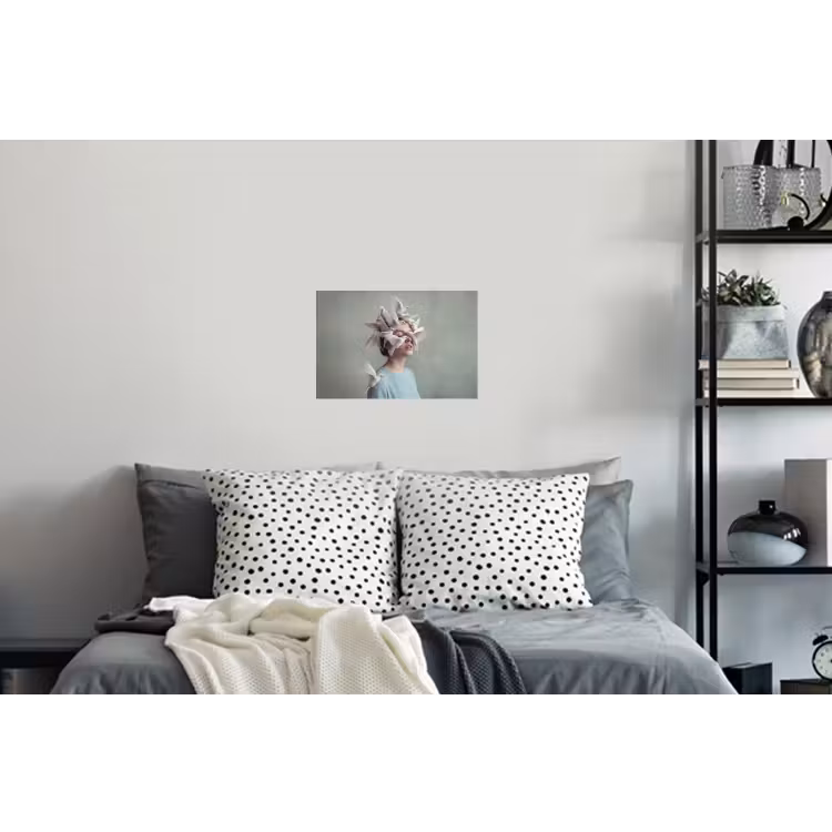 Vrouw - Vogels - Abstract - Modern - Wit Muursticker klein -slaapkamer