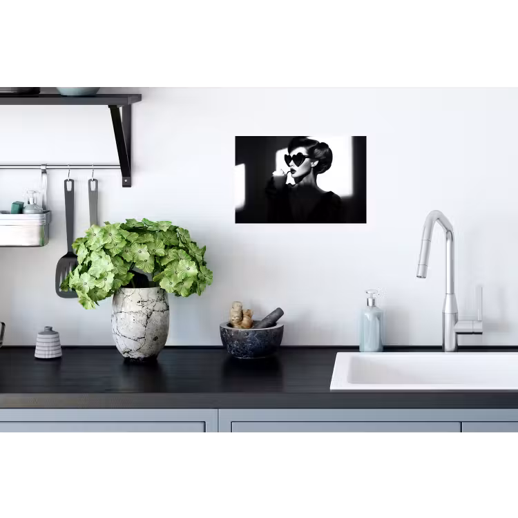 Vrouw - Zwart - Hart Muursticker klein -keuken