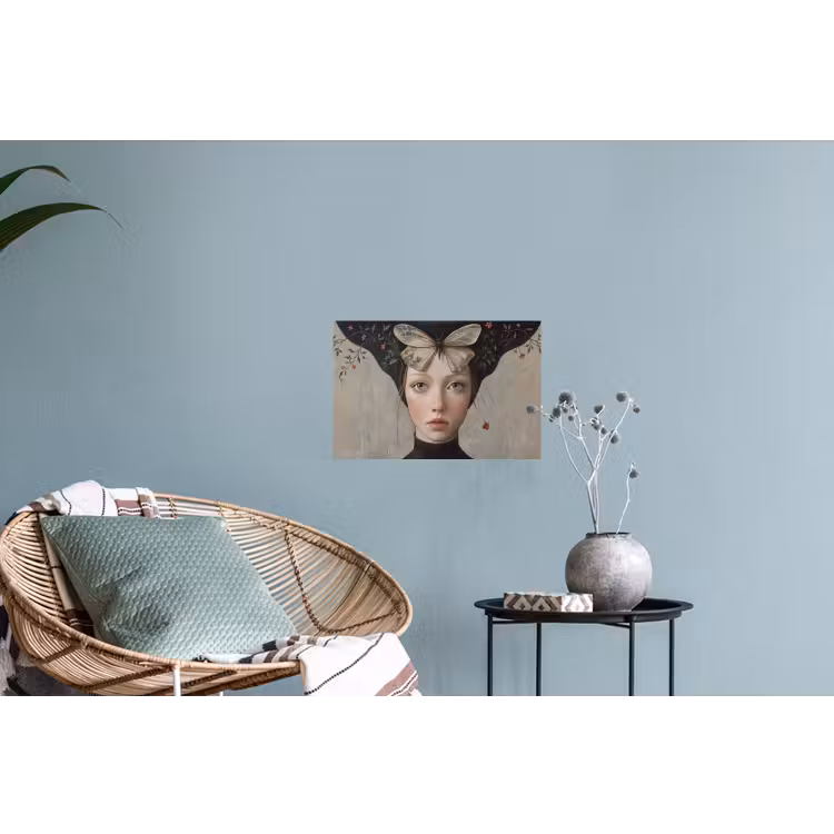Woman - Butterfly - Art - Classic - Muted Muursticker klein -plant