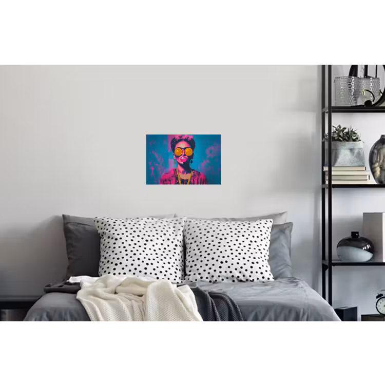 Vrouw - Kauwgom - Zonnebril - Oranje Muursticker klein -slaapkamer
