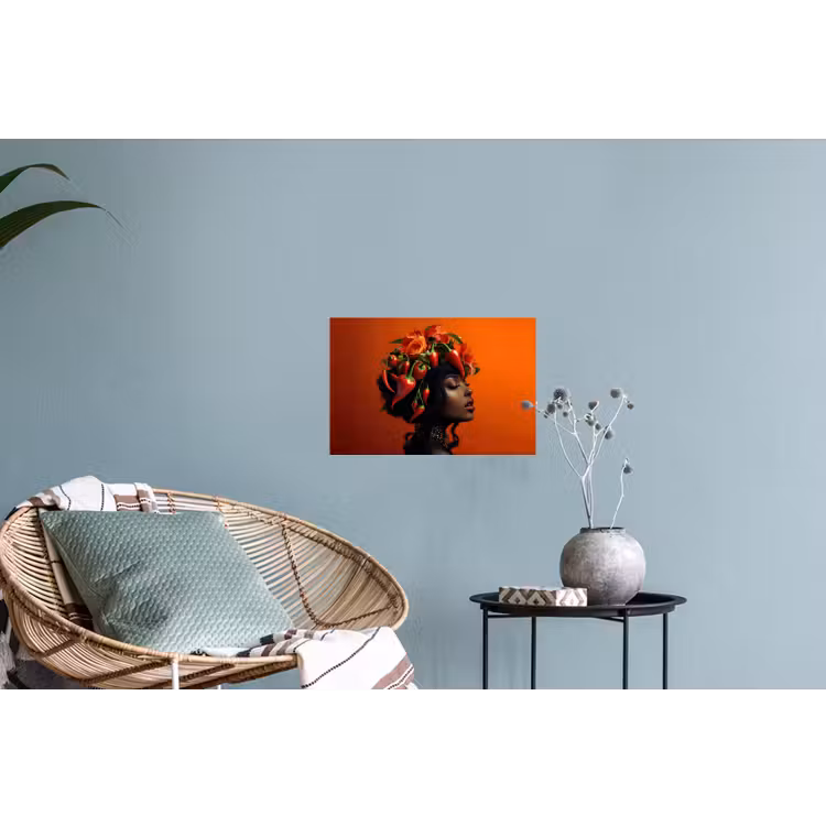 Vrouw - Chilipepers - Pepers - Bloemen Muursticker klein -plant