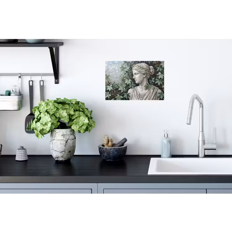 Vrouw - Klassiek - Mozaiëk - Natuur - Groen Muursticker klein -keuken