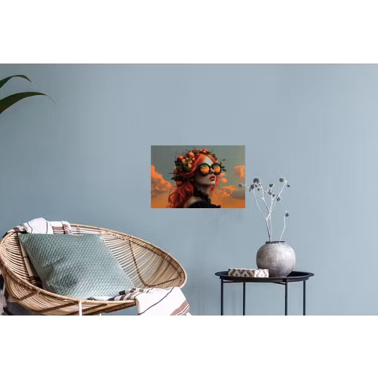 Vrouw - Kroon - Tomaat - Bascilicum - Zonnebril Muursticker klein -plant