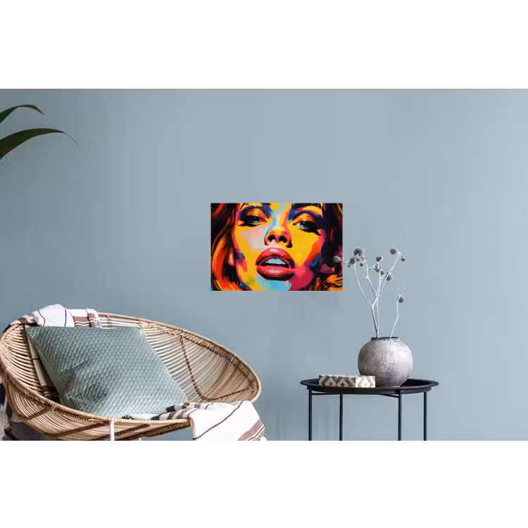 Vrouw - Gezicht - Kleurrijk Muursticker klein -plant