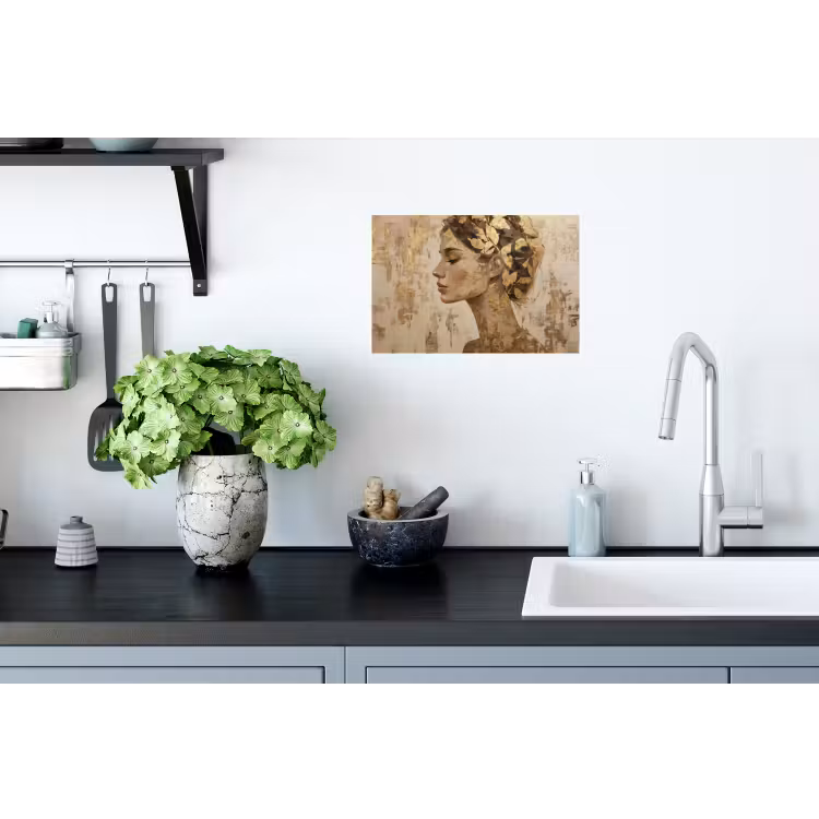 Vrouw - Goud - Abstract - Textuur Muursticker klein -keuken