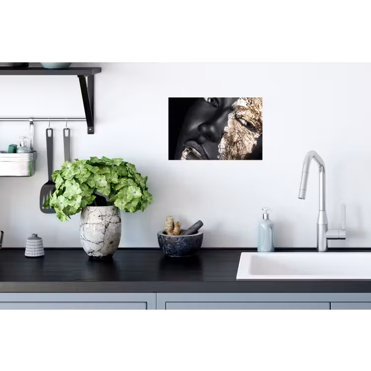 Vrouw - Goud - Zwart - Verf - Luxe Muursticker klein -keuken