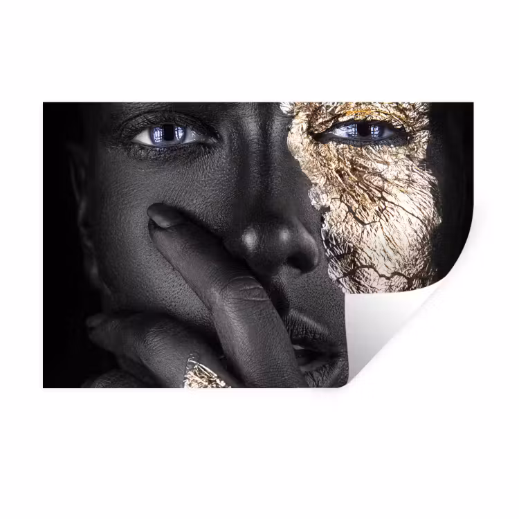 Vrouw - Goud - Zwart - Schmink - Luxe Muursticker klein -3d