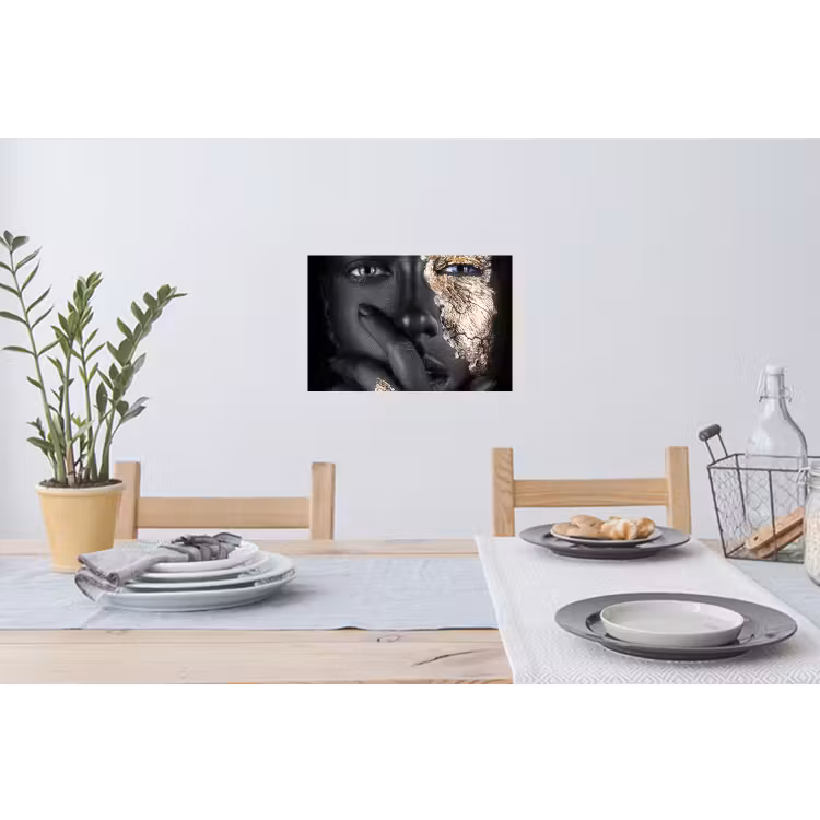 Vrouw - Goud - Zwart - Schmink - Luxe Muursticker klein -eettafel