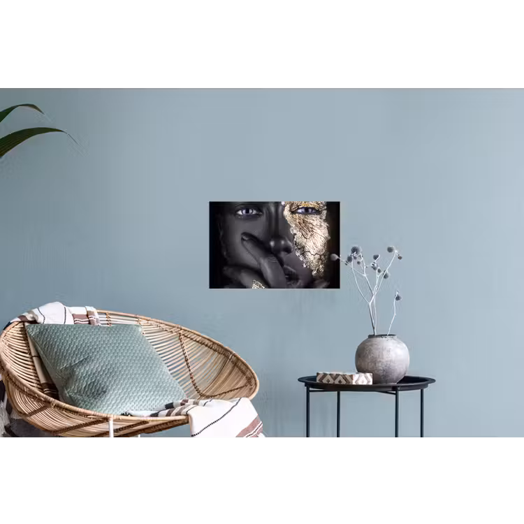 Vrouw - Goud - Zwart - Schmink - Luxe Muursticker klein -plant
