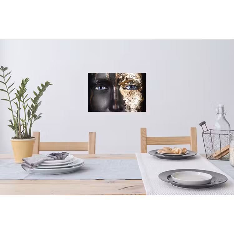 Vrouw - Bladgoud - Zwart - Goud - Luxe Muursticker klein -eettafel