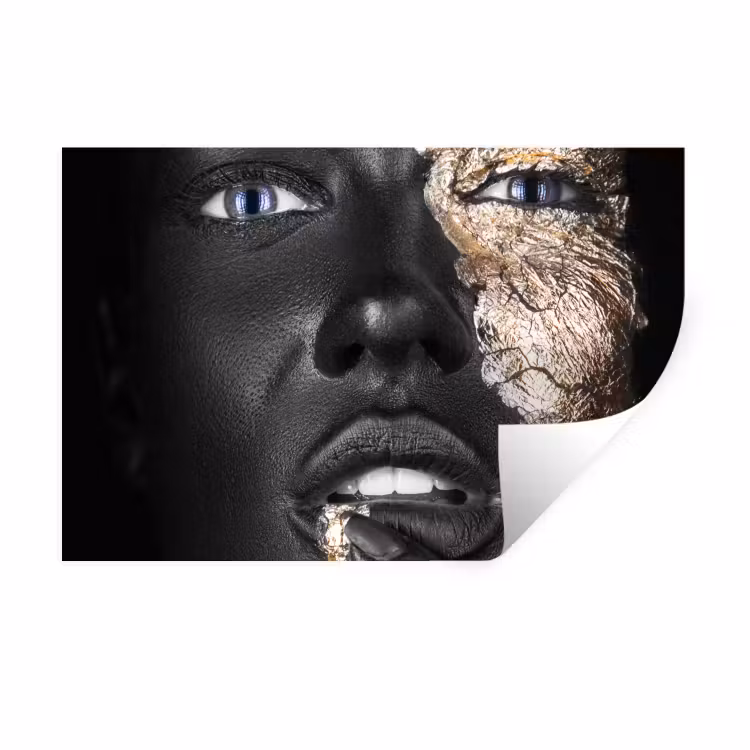 Vrouw - Bladgoud - Zwart - Huid - Luxe Muursticker klein -3d