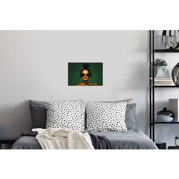 Vrouw - Groen - Modern - Bril - Abstract Muursticker klein -slaapkamer