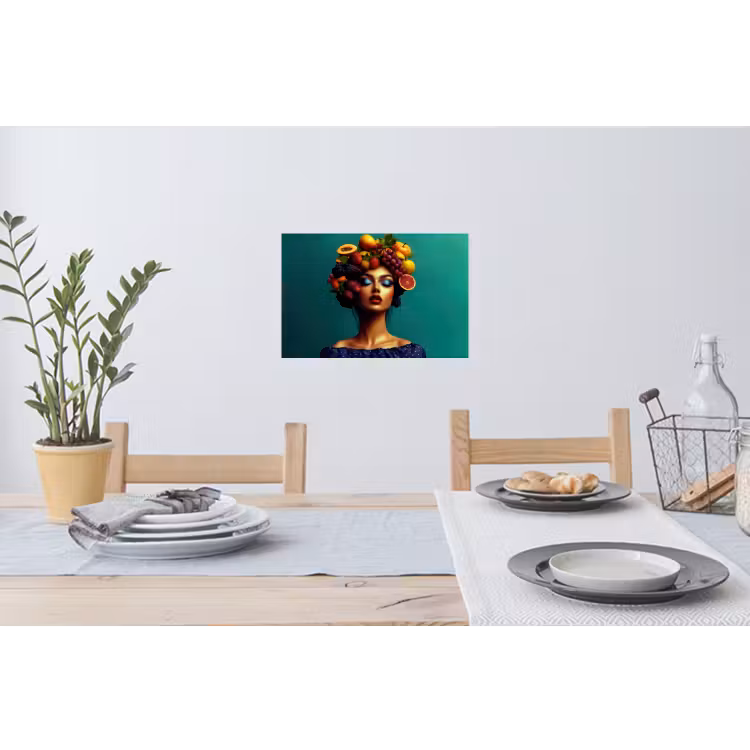 Vrouw - Hoodtooi - Tropisch - Fruit - Druiven Muursticker klein -eettafel