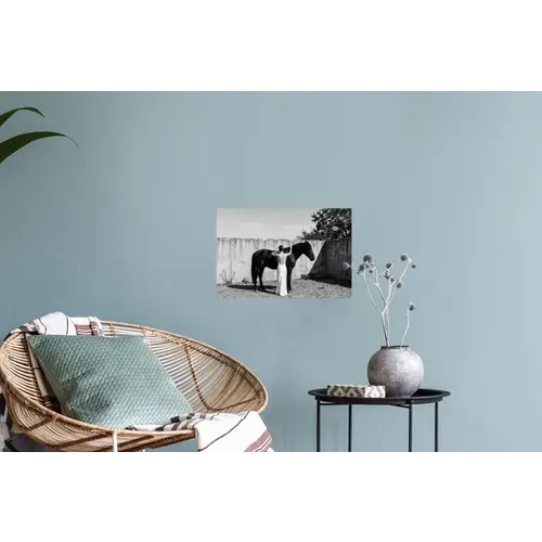 Vrouw - Paard - Artistiek Muursticker klein -plant