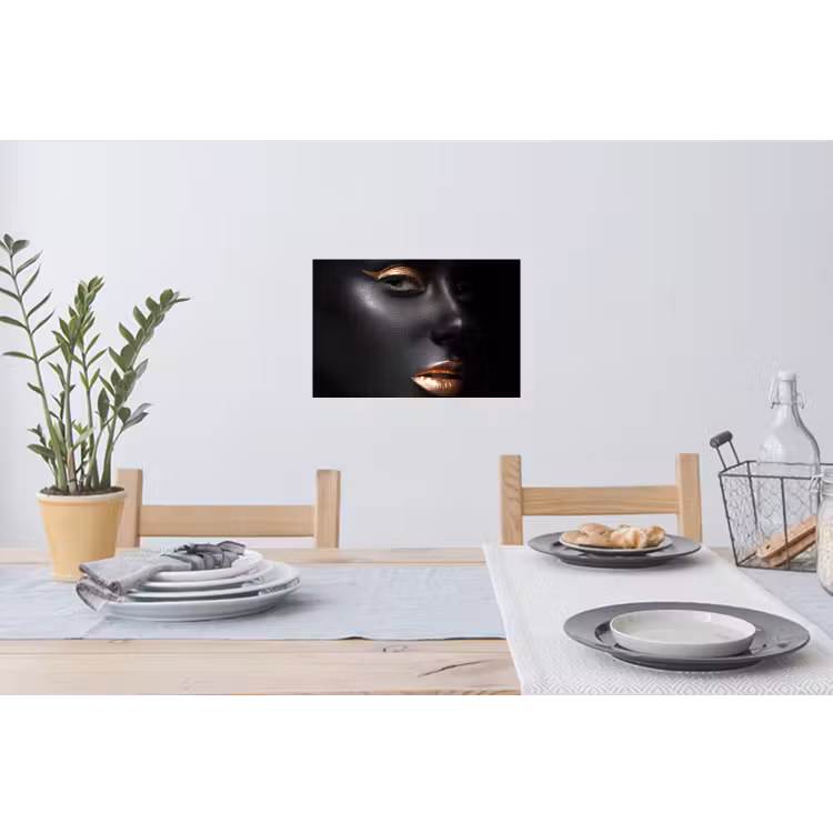 Vrouw - Make-up - Koper - Zwart Muursticker klein -eettafel