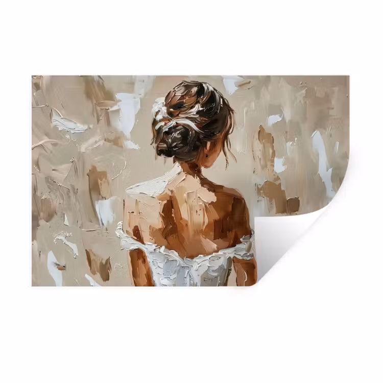 Vrouw - Verf - Abstract - Beige - Modern Muursticker klein -3d