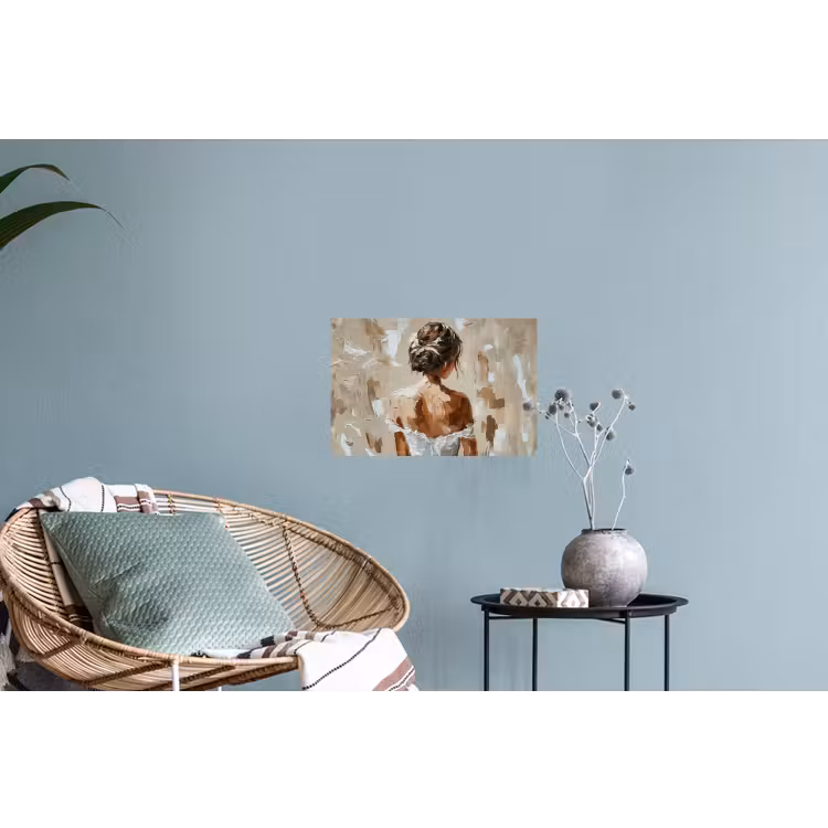 Vrouw - Verf - Abstract - Beige - Modern Muursticker klein -plant