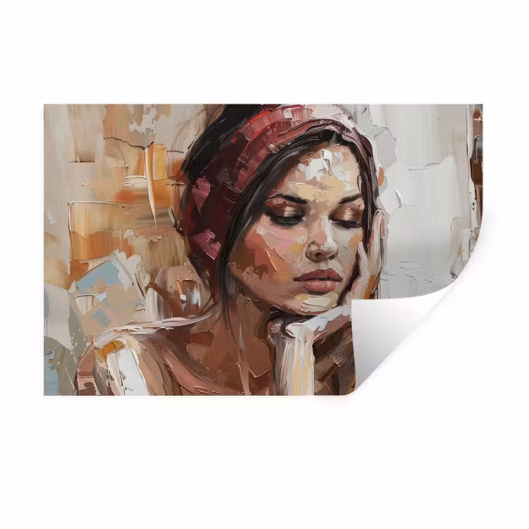 Vrouw - Verflook - Portret - Modern Muursticker klein -3d