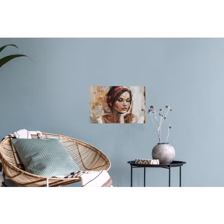 Vrouw - Verflook - Portret - Modern Muursticker klein -plant
