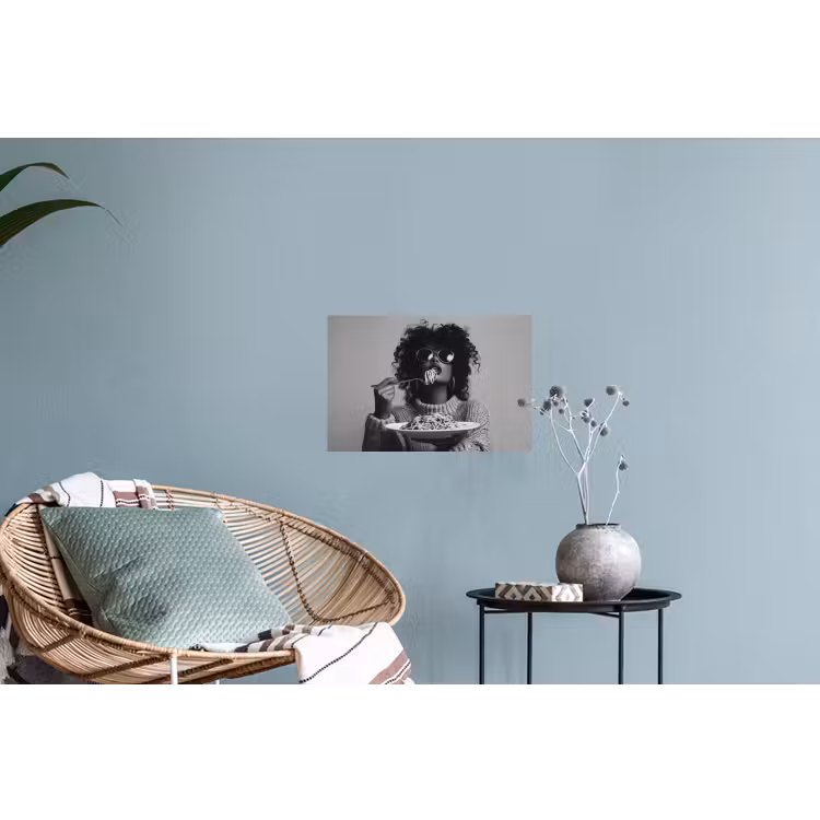 Vrouw - Pasta - Zwart - Wit Muursticker klein -plant