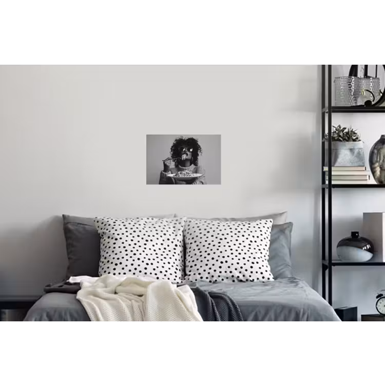 Vrouw - Pasta - Zwart - Wit Muursticker klein -slaapkamer