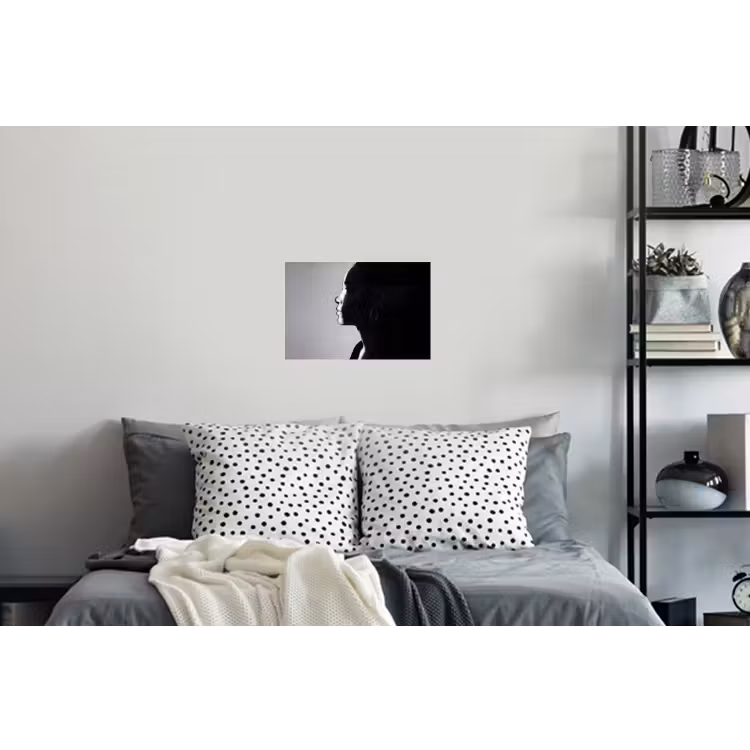 Vrouw - Profiel - Mensen - Zwart-wit Muursticker klein -slaapkamer