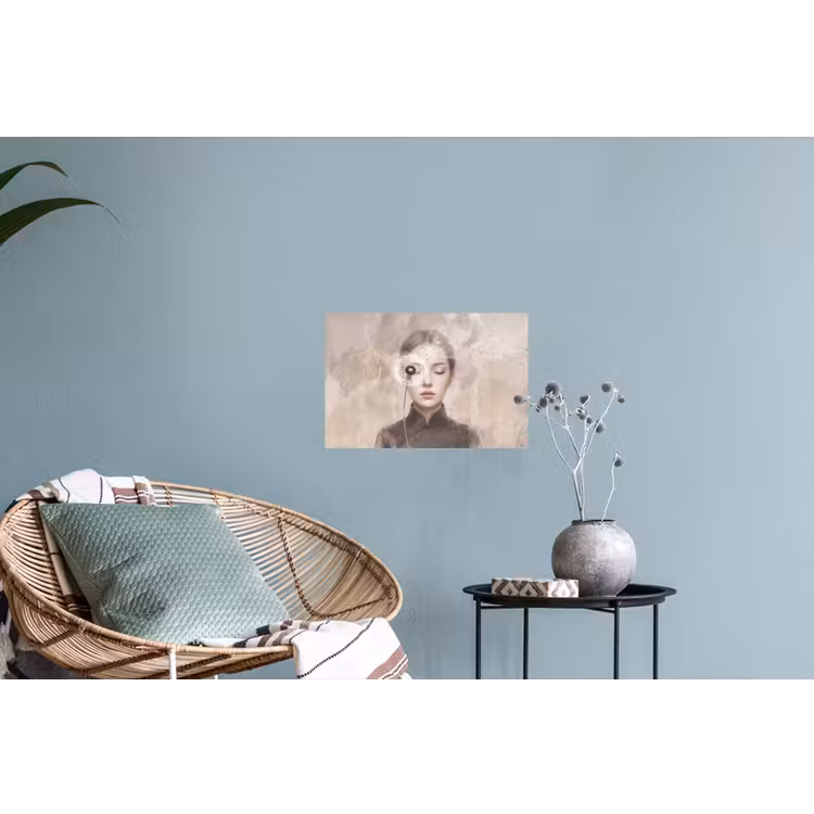 Vrouw - Sereen - Grijs Muursticker klein -plant