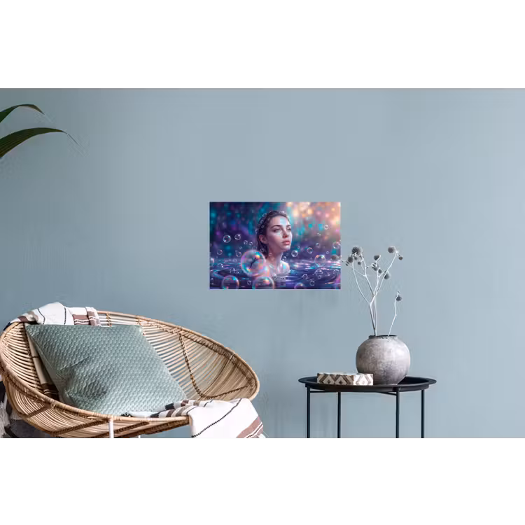 Vrouw - Water - Portret - Kleurrijk - Modern Muursticker klein -plant