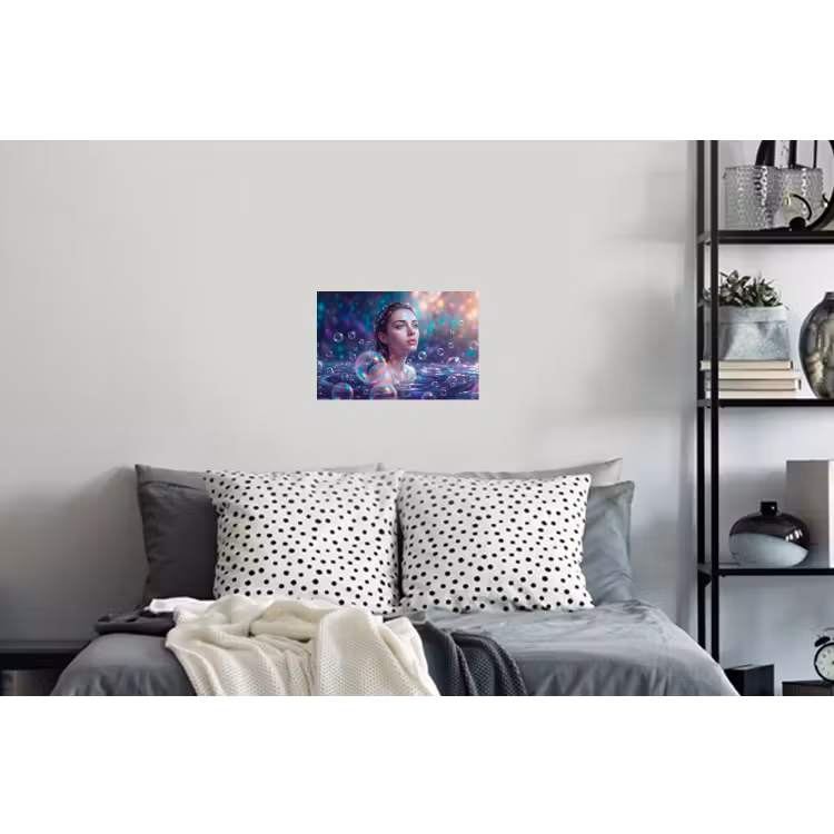 Vrouw - Water - Portret - Kleurrijk - Modern Muursticker klein -slaapkamer