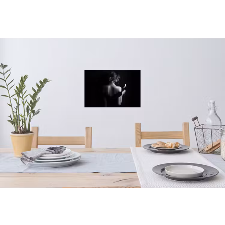 Vrouw - Wijn - Jurk Muursticker klein -eettafel