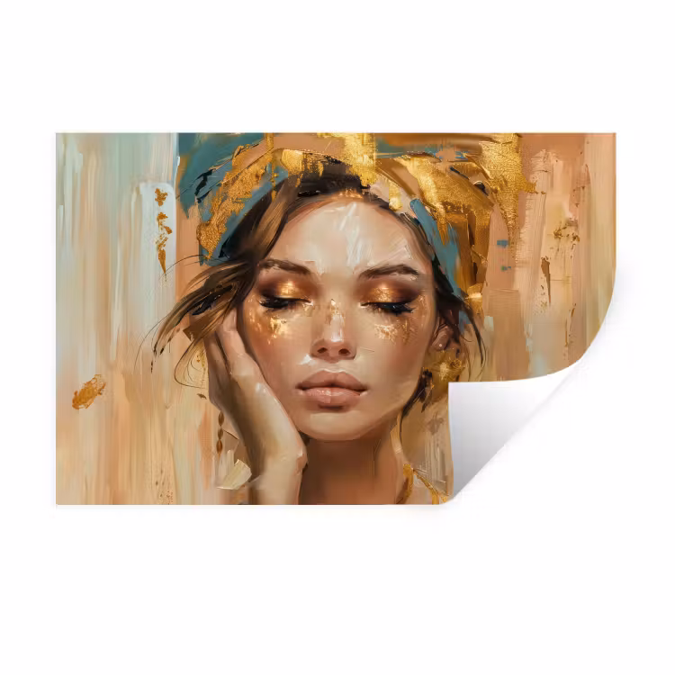 Vrouwen - Portret - Luxe - Goud Muursticker klein -3d