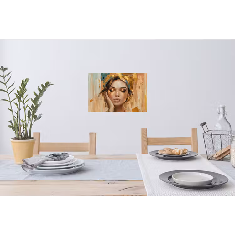 Vrouwen - Portret - Luxe - Goud Muursticker klein -eettafel