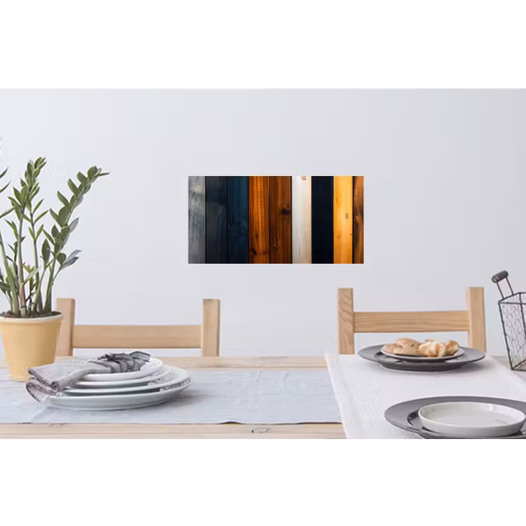 Hout - Planken - Donker - Warm Muursticker klein -eettafel