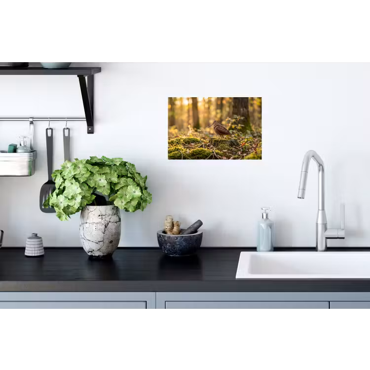 Houtsnip - Bos - Bladeren - Herfst - Gecamoufleerd Muursticker klein -keuken