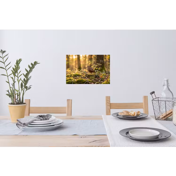 Houtsnip - Bos - Bladeren - Herfst - Gecamoufleerd Muursticker klein -eettafel