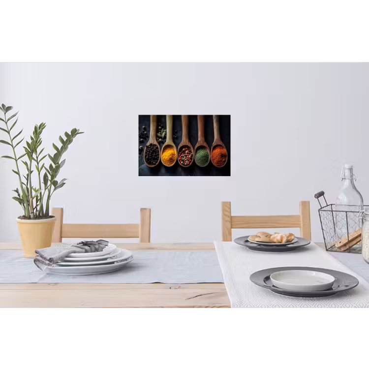 Houten - Lepels - Specerijen - Kruiden Muursticker klein -eettafel