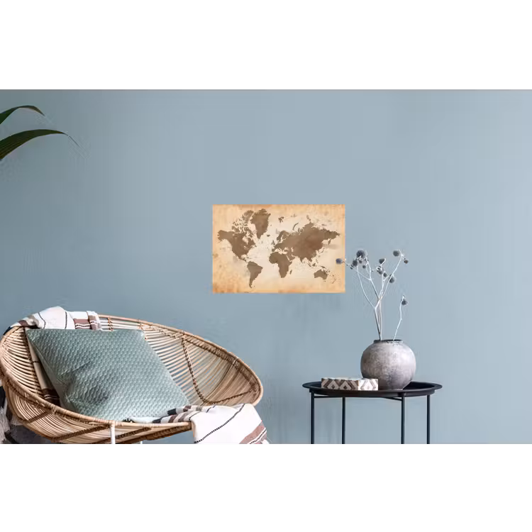 Wereldkaart - Beige - Bruin Muursticker klein -plant