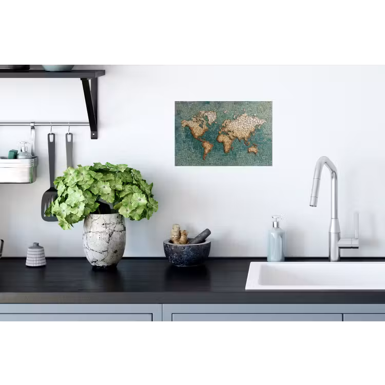 Wereldkaart - Gebroken tegels - Mozaïek Muursticker klein -keuken