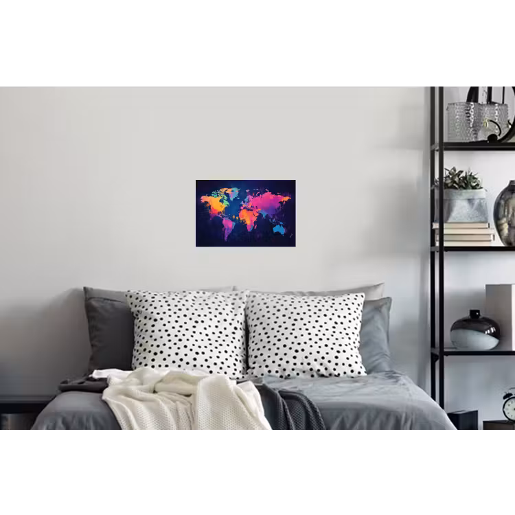 Wereldkaart - Kleurrijk - Graffiti Muursticker klein -slaapkamer