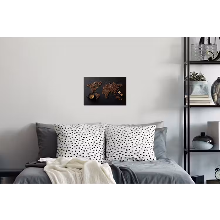 Wereldkaart - Espresso - Zwart Muursticker klein -slaapkamer