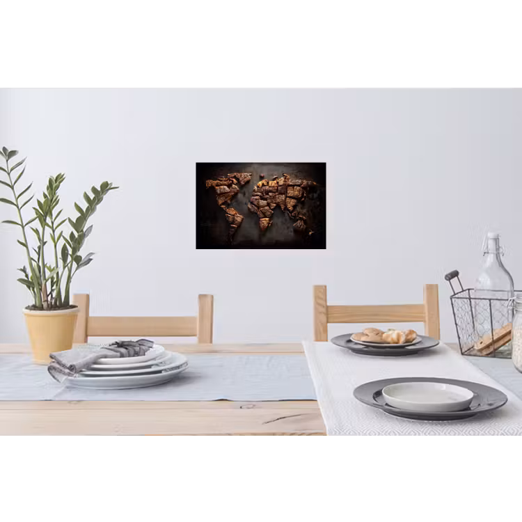 Wereldkaart - Gegrild vlees Muursticker klein -eettafel