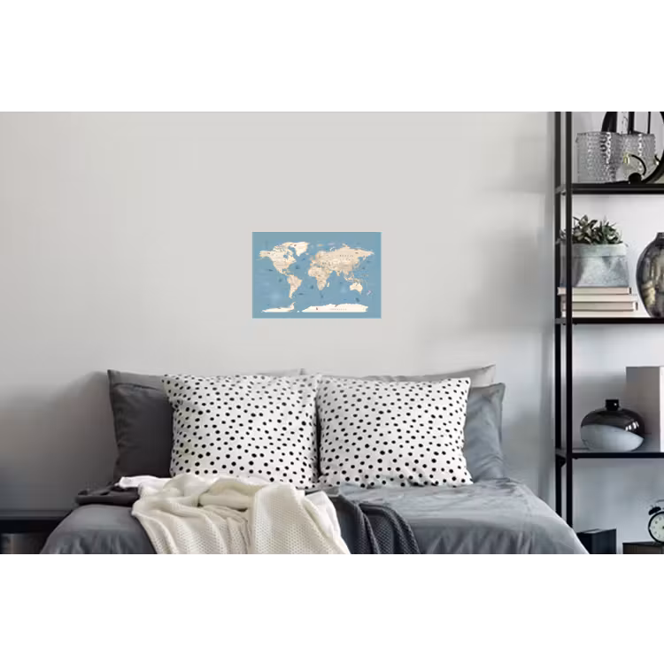 Wereldkaart - Oceaan - Realistisch - Blauw Muursticker klein -slaapkamer