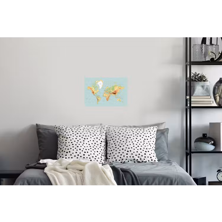 Wereldkaart - Realistisch - Blauw Muursticker klein -slaapkamer