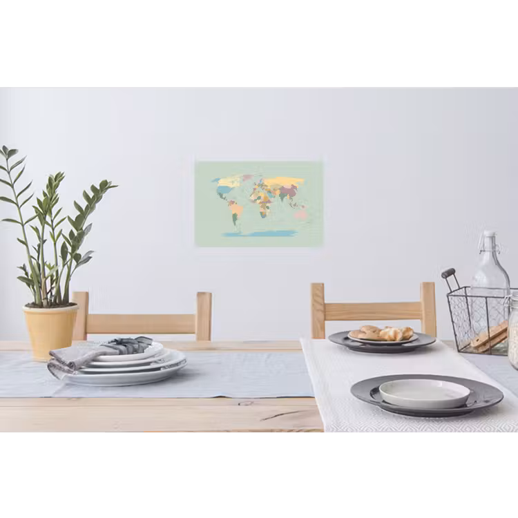 Wereldkaart - Realistisch - Kaart Muursticker klein -eettafel