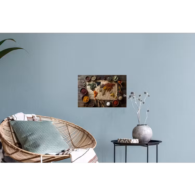 Wereldkaart - Specerijen - Kleurrijk Muursticker klein -plant