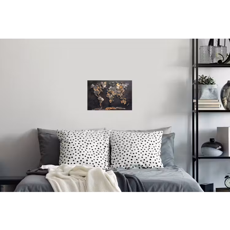 Wereldkaart - Stenen - Realistisch Muursticker klein -slaapkamer