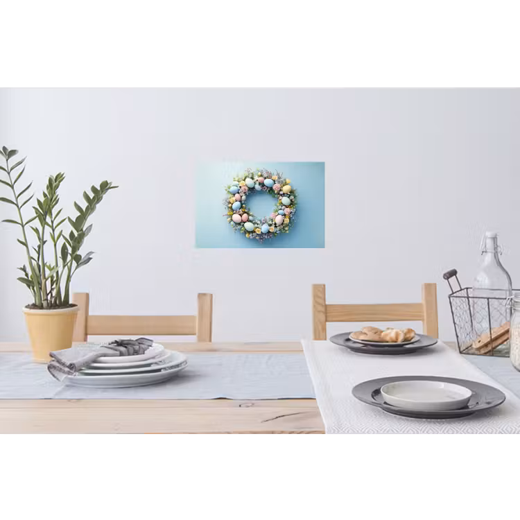 Krans - Eieren - Bloemen Muursticker klein -eettafel