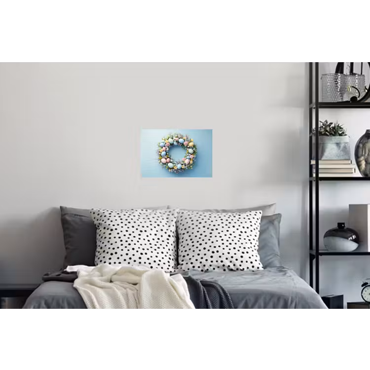 Krans - Eieren - Bloemen Muursticker klein -slaapkamer