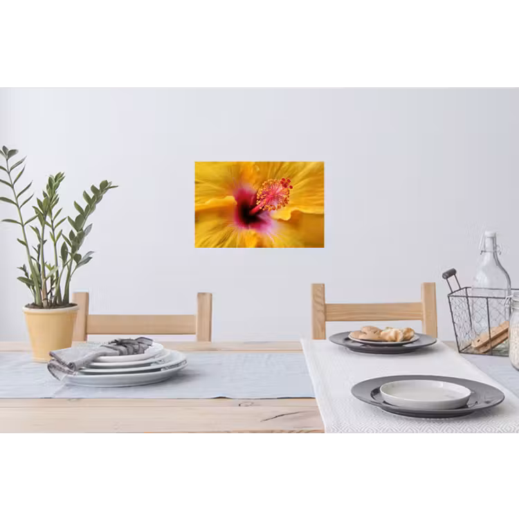 Geel - Hibiscus - Tropisch Muursticker klein -eettafel