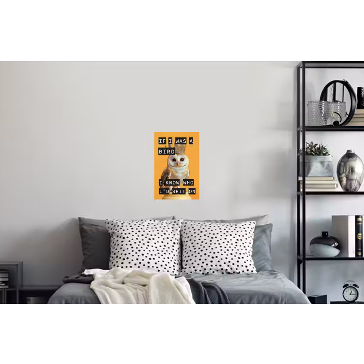 Geel - Uil - Vogel - Decoratie Muursticker klein -slaapkamer